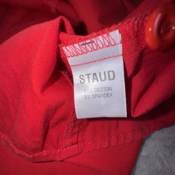 Staud Size 10 Red 50's Milkmaid Fit & Flare Midi‎ Retro Tank Dress Button Bodice - Picture 3 of 9